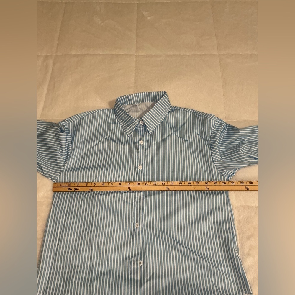 DO NOT BUY. “SOLD” Blue Striped Button-Up Shirt and Shorts Set - Picture 7 of 9